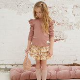 Kapow Kids | Old Rose Rib Flutter Top